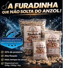 Furadinha - Ração Acquamil Pura 22% - 12mm para pesca de Tilápia, Tamba, Pacu - Formato para Anzol