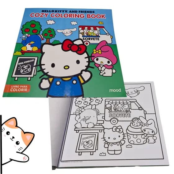 Livro Hello Kitty - Cozy Coloring Book - Capa Mole - Livro para Colorir Tik Tok