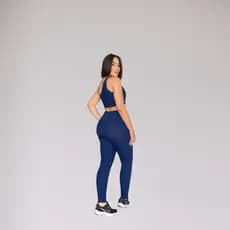 Roupa de Academia Top + Legging Cintura Alta Feminino Poliamida Bojo Removível
