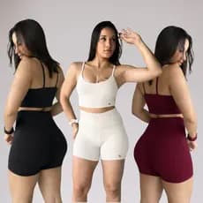 Kit 3 Conjuntos de Academia Feminino Short + Top Zero Transparencia