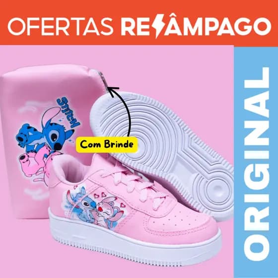 Tênis Infantil Menina Feminino Stitch Sapatinho Escolar Super Leve Antiderrapante Envio Imediato