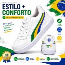 Tênis infantil Menino Branco edição especial Branco Nj10 do 26 ao 33 menina menino envio mediato 24h