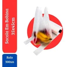 Sacola Plástica Bobina Picotada Transparente 35x45 Rolo 300un Embalagem Virgem Reforçada saquinho