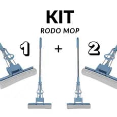 Kit Dois Rodo MOP Limpeza Casa Cozinha Seca Esfregão Resistente Prático Vassoura Escritório