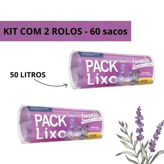 Atacado Saco de Lixo 50L com 60, 120 e 180 Sacos Pia, Banheiro Elimina Odor Perfumado Lavanda Lixo
