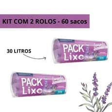 Saco De Lixo 30L Kit 60, 120 e 180 Sacos Pia, Banheiro Elimina Odor Perfumado Lavanda Pack Lixo