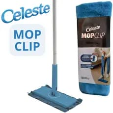 Mop Clip Azul 360 Celeste Limpeza Facil Pano Microfibra Cozinha Banheiro