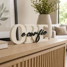 Letreiro Ore e Confie - Decoração Religiosa e Cristã, Deus, Minimalista, Moderna, Para Casa