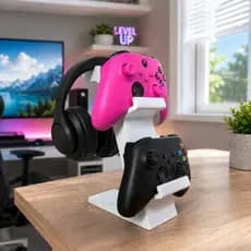 Suporte Para 2 Controles Videogame + Headset - Compatível PS4 PS5 Xbox Xbox Series Joystick Gamer Organizador Setup