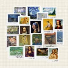 Kit 20 Adesivos Obra de Arte Van Gogh Monet Quadro Meme Vinil À Prova D'Água