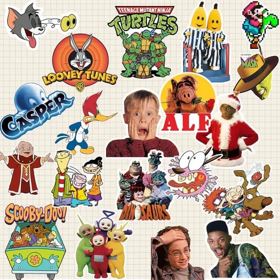 Kit Adesivos Nostalgia Retro Desenho Filme Game Anos 90 e 80 Vinil À Prova D'Água Garrafa Caderno Notebook
