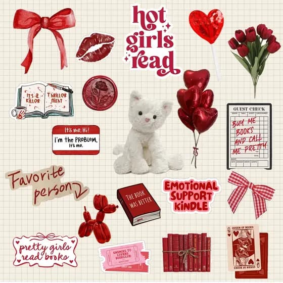 Kit 20 Adesivos Kindle Book Vermelho Red Aesthetics Vinil À Prova d'água
