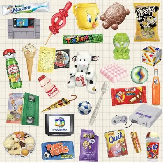 Kit de Adesivos Retro Nostalgia Infância Anos 90 e 2000 Vinil À Prova D'Água para Garrafa Celular Notebook Scrapbook