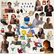 Kit 30 Adesivos Personagens Apaixonados por Livros Love Book À Prova D'Água Kindle Garrafa Caderno