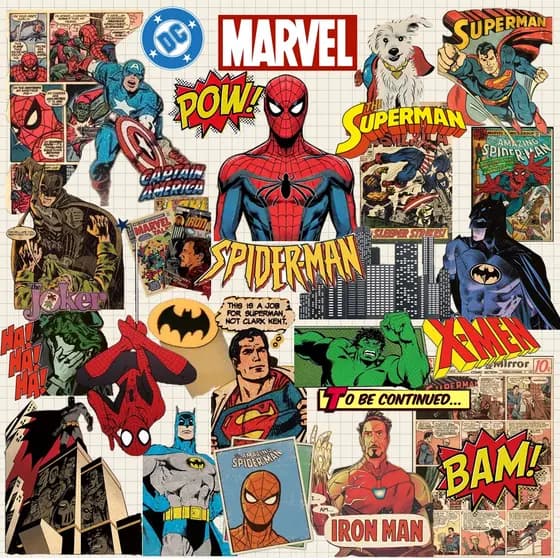Kit 30 Adesivos Heróis Comics Homem Aranha Batman À Prova D'Água Garrafa Notebook Caderno Celular