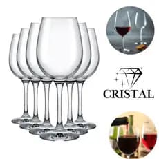 Jogo 6 Taças 430ml em Vidro Cristal ideal para Festas Drinks e Coquetéis
