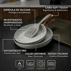 Kit 2 Frigideiras Antiaderentes Cerâmica Indução Gás Elétrico Não Gruda Panela Cozinha Profissional