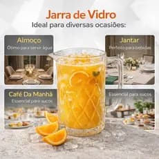 Jarra de Vidro Diamond 1,2L Transparente Elegante para Suco Água Mesa Posta Resistente Elegante