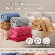 Manta Cobertor Casal Microfibra Canelada Antialérgica Coberta Macia Riscada Quentinha 1,80x2,00Mt