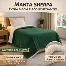Manta Sherpa Casal Cobertor Grosso Classic Flannel Dupla Face Felpuda