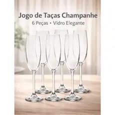 Jogo de 6 Taças para Champagne e Espumante 220ml Bohemia Crystal design elegante degustação
