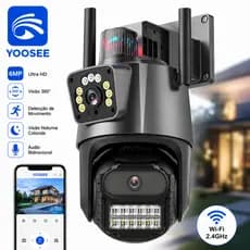 Câmera de segurança externa P11 Wi-Fi YOOSEE/ICSEE IP66 360° 4K 6MP com lente dupla e à prova d'água