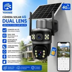Câmera Segurança Solar 4G Full HD Chip  Bateria Longa Duração Lente Dupla Yoosee