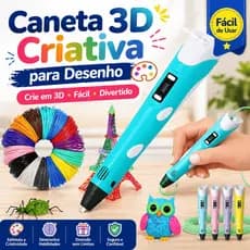 Caneta 3D para Desenho Infantil com Filamento Colorido LCD Ajuste de Temperatura Velocidade DIY Criativo Presente