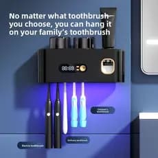Desinfetante Para Escova De Dentes UV , Esterilizador Preto Elétrica , Suporte Montado Na Parede , Esterilização Intelig