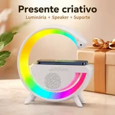 Caixinha de Som G-Speaker Smart Station com Carregador por Indução Sem Fio Bluetooth Multifuncional para iPhone e Androi
