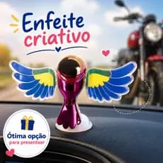 Enfeite Passarinho Decorativo para Carro e Moto Bate Asas com Movimento Acessório Criativo Painel Veicular