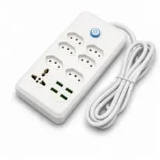 Filtro de Linha com Extensão, 7 Tomadas e 4 Portas USB, Bivolt 110V/220V -Régua de Energia Multifuncional