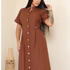 Vestido femenino Longo Elegante Casual Detelhes em Botões Abertura Tecido Sensorial