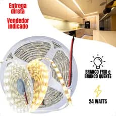 Fita led Branco Frio Quente 2835 60 Leds 5 Metros 24W 6500K 3000K 12V Escritório Teto Gesso Sanca