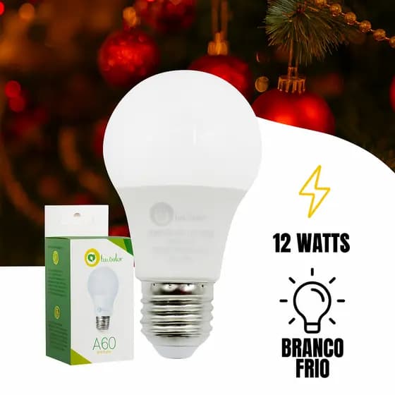 Kit 6 Lâmpada Bulbo Led 12W E27 Branco Frio Econômica Bivolt 6500K Iluminação Led Potente Interior