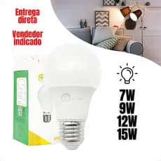 Lâmpada Bulbo Led 7w 9w 12w 15w  Alta Potência Branco Frio 6500K Bivolt E27 Iluminação Led Casa