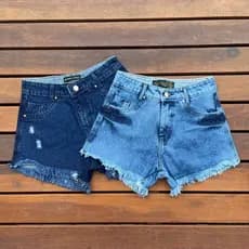 Short Jeans Feminino Cintura Alta Barra Desfiada Short Feminino Casual
