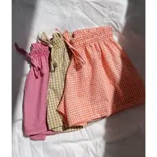 kit Shorts Sortidos Feminino Xadrez e Liso Confortável Casual De Algodão 3 ou 2 Peças