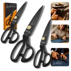 Kit 3 Tesouras De Alfaiate Costura Resistente Ultra Afiada Ferramenta De Corte De Couro De Tecido Multiuso Titanium