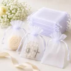 Kit 100 Un Saco Saquinho Organza 7x9 Branco Lembrancinha Festa Casamento