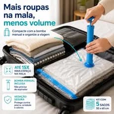 Kit 5 Saco a Vacuo Mala Viagem Organizador Roupas Edredom inclui Bomba