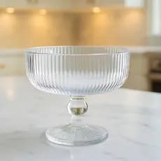 Jogo 6 Taça Sobremesa Vidro Sorvete Açai Doces 330ml Canelado Luxo