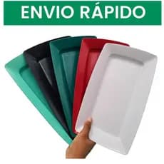 Kit Bandejas 10  Petisqueiras Plástico NÃO TRINCA - RESISTENTE Lanches Porções Espetinho Bar Pasteis