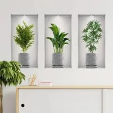 Adesivos 25 CM X 35 CM criativos 3D de plantas verdes decoração parede - FY802638