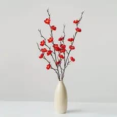 Haste Flores Artificiais Ramo De Cerejeira, Flor de Pêssego Decoração Festas, Casamento, Casa - VERMELHO - ZH801673