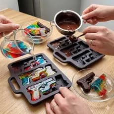 Forma de Gelo Silicone Pistola 3D Realista Molde para Chocolate Sabonete Resina Kit 6 Cavidades Para Confeitaria