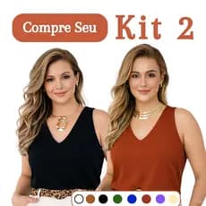 Kit 2 Blusa Regata Feminina Alça Larga Grossa Duna Camiseta Lisa Básica Diversas Cores