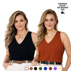 Regata Feminina Alça Larga Duna Forro Duplo Lisa Básica Tendência Moda Virginia Blogueira Modelagem