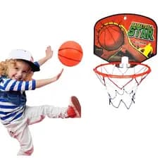 Kit de Basquete Infantil Completo - Bola + Rede + Cesta e Suporte para parede