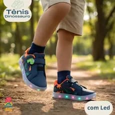 Tênis Dinossauro Infantil  Casual Led Confortável Escolar